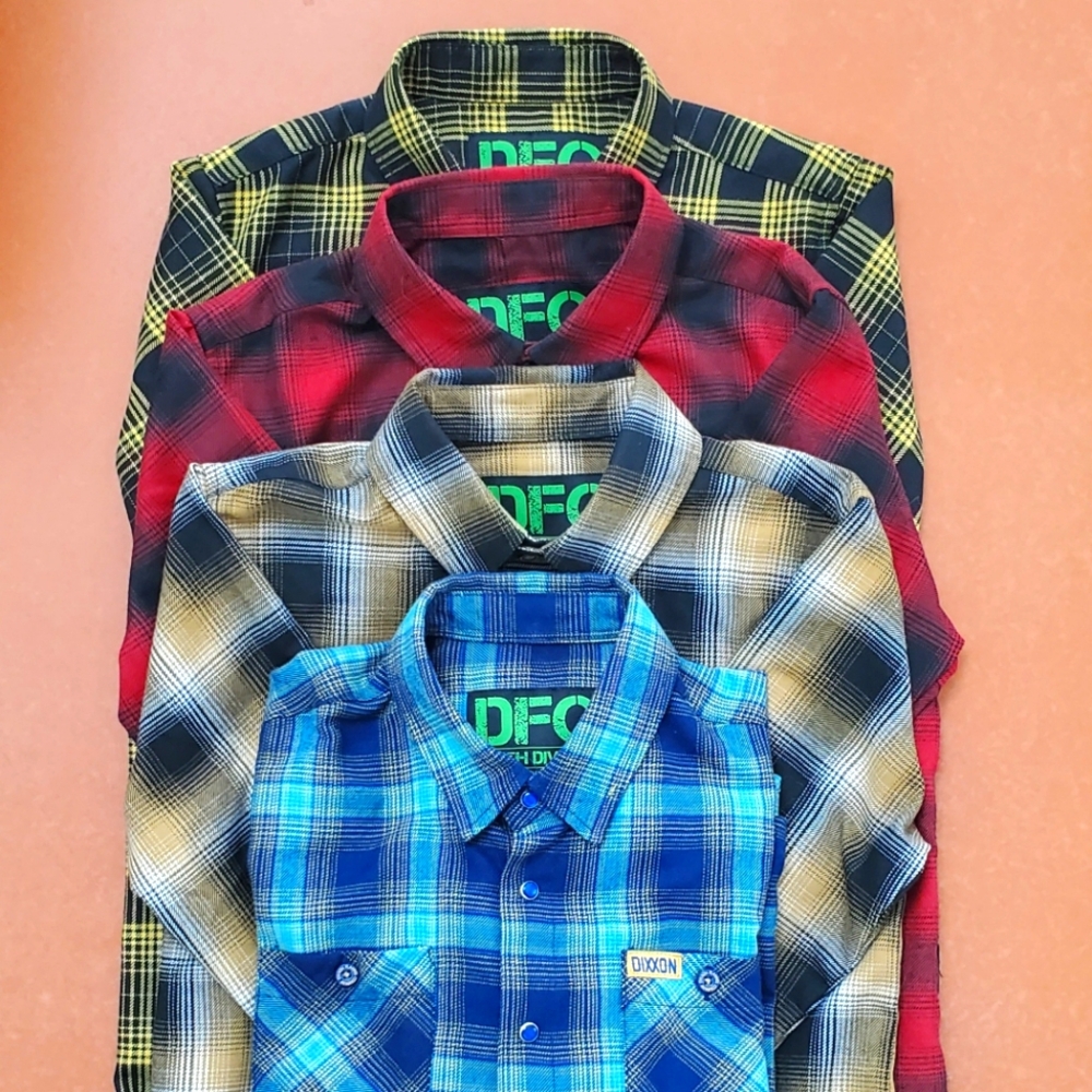 Bundle of 4 Dixxon Flannel Youth Button Down Shirts